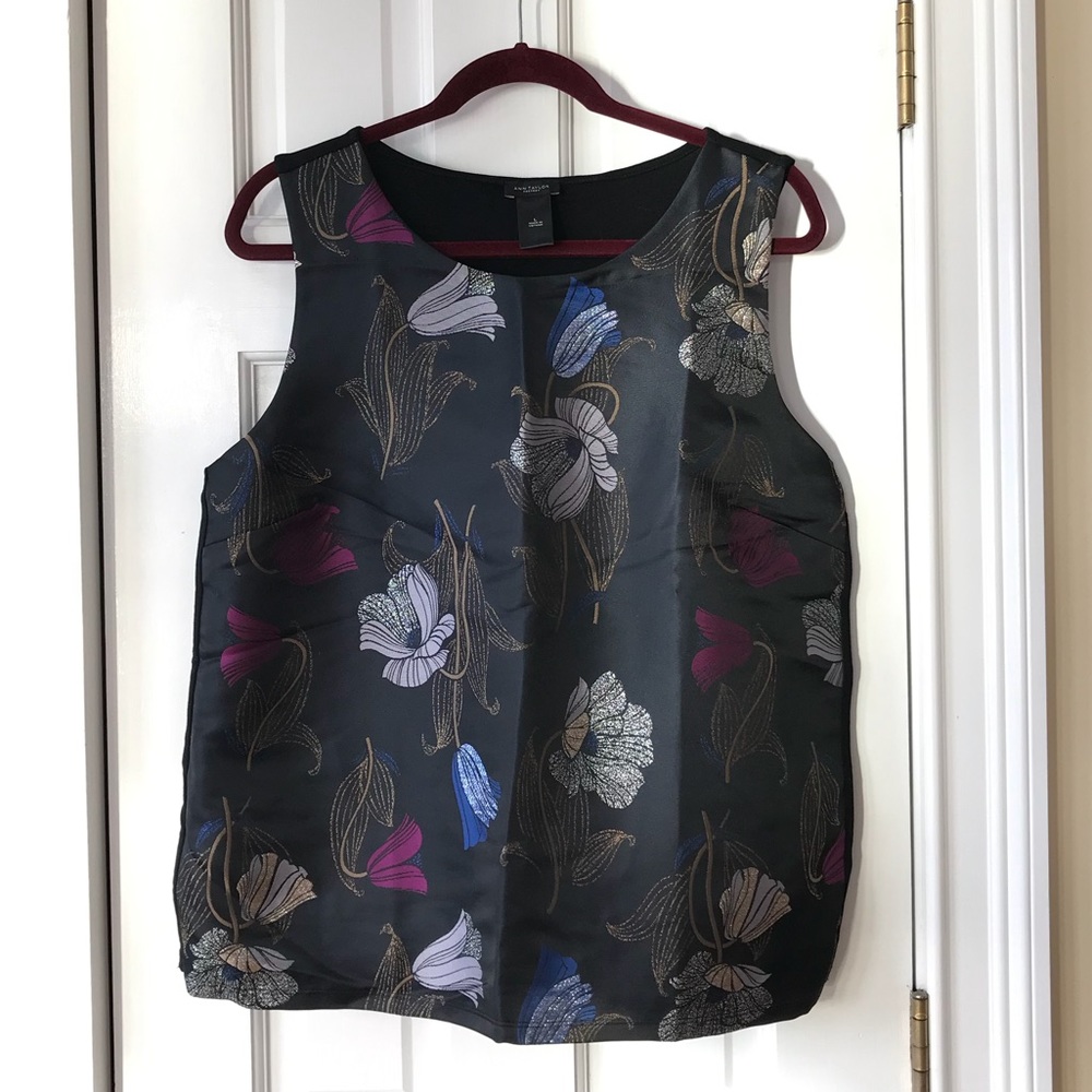 Ann Taylor Floral Jacquard Sleeveless Top